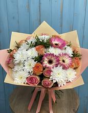 Букет цветов из:  Розы, Герберы и Хризантемы в Новорайчихинске