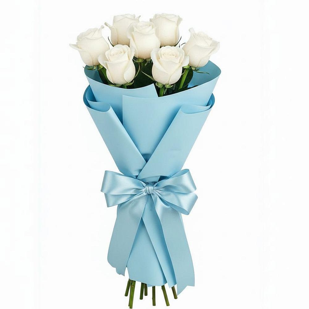 Букет 7 белых роз Проуд в Новорайчихинске