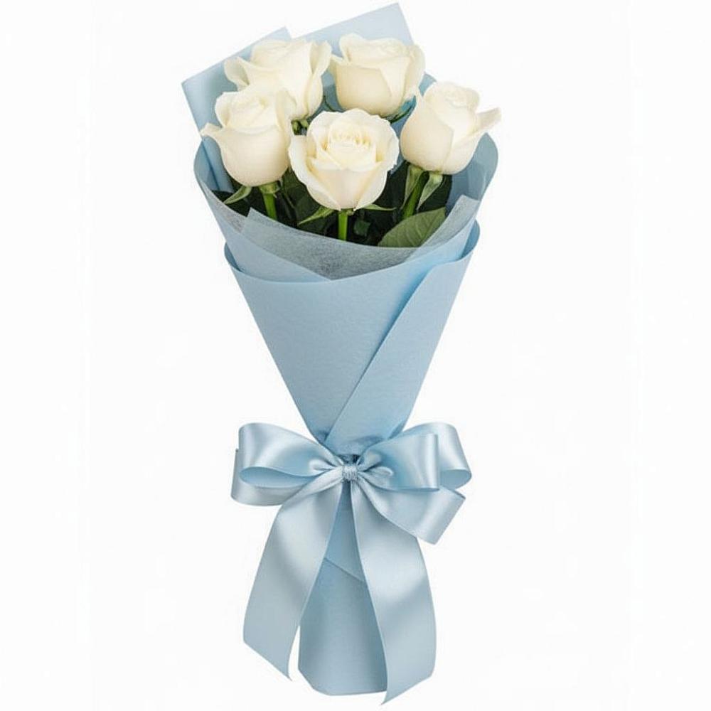 Букет 5 Белых роз Проуд в Новорайчихинске
