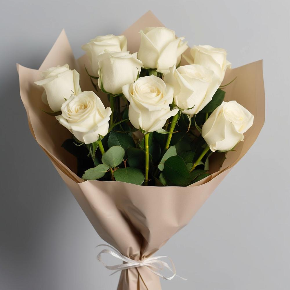 Букет 9 Белых роз Эдлесс Лав в Новорайчихинске