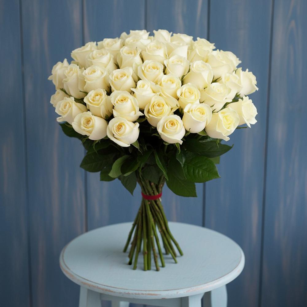 Букет 51 Белая роза Эдлесс Лав в Новорайчихинске