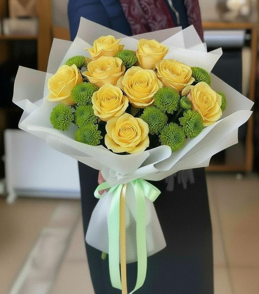 Букет цветов из: Хризантемы и Розы в Новорайчихинске