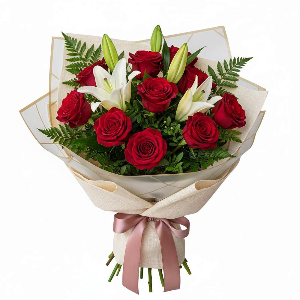 Букет цветов из: Лилии и Розы в Новорайчихинске