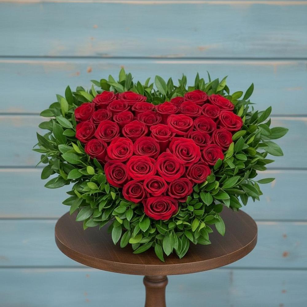 Цветочная композиция из Розы в виде сердца в Новорайчихинске