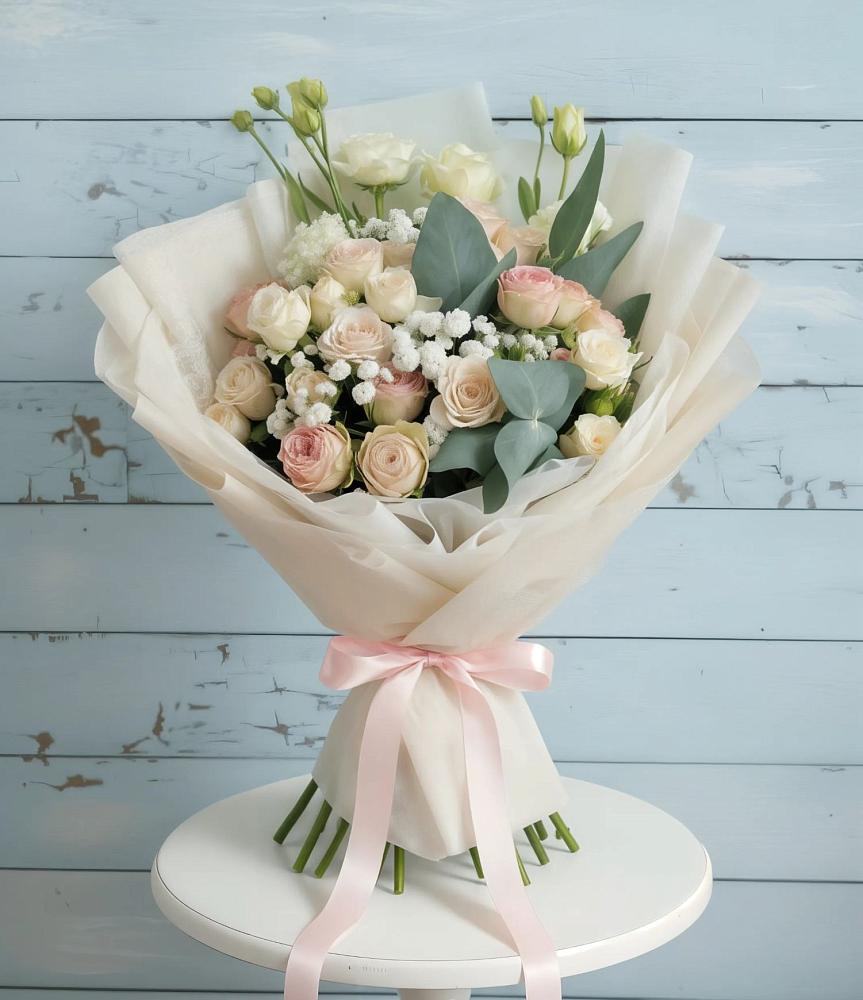 Букет цветов из: Розы и Лизиантусы в Новорайчихинске