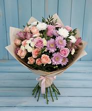 Букет цветов из:  Хризантемы, Розы и Альстромерии в Новорайчихинске