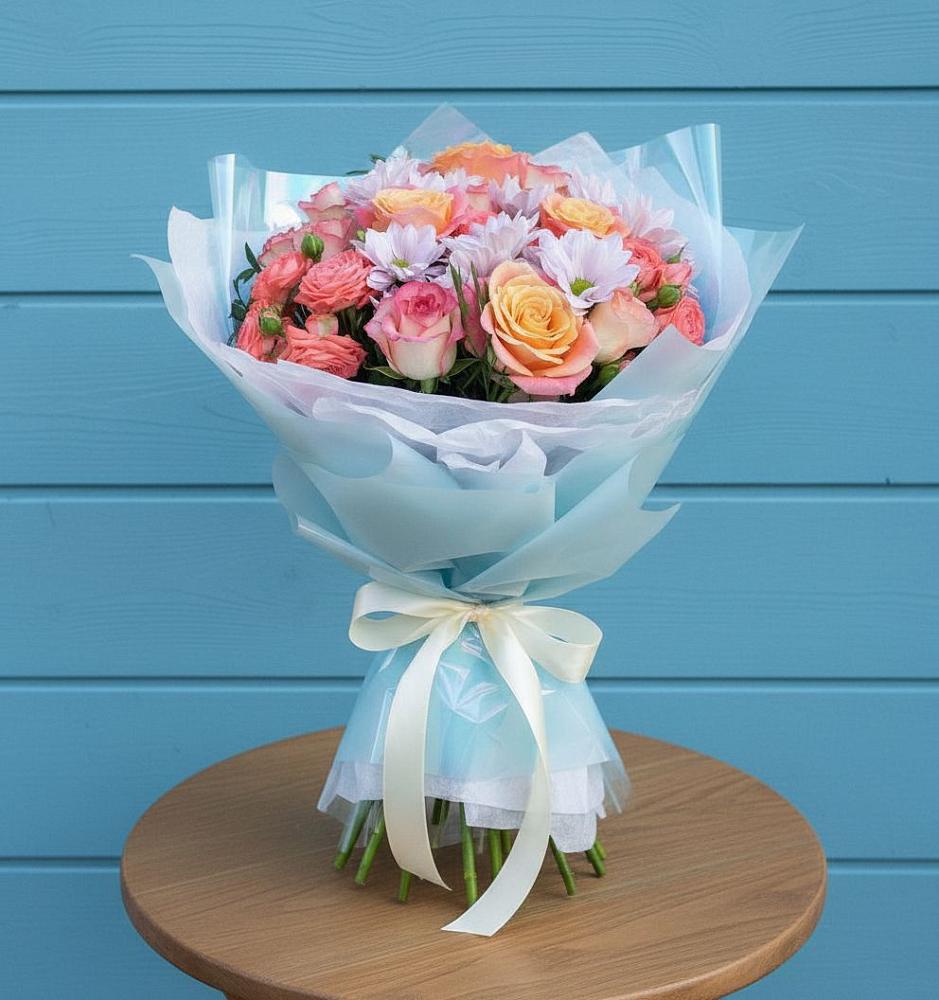 Букет цветов из: Хризантемы и Розы в Новорайчихинске